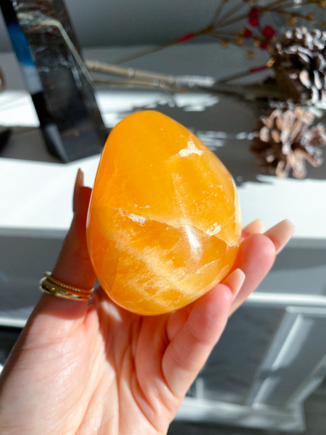 Large Orange Calcite Polished Freeform #2 - Energy