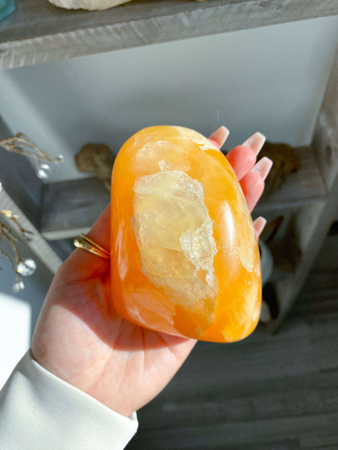 Large Orange Calcite Polished Freeform #2 - Energy