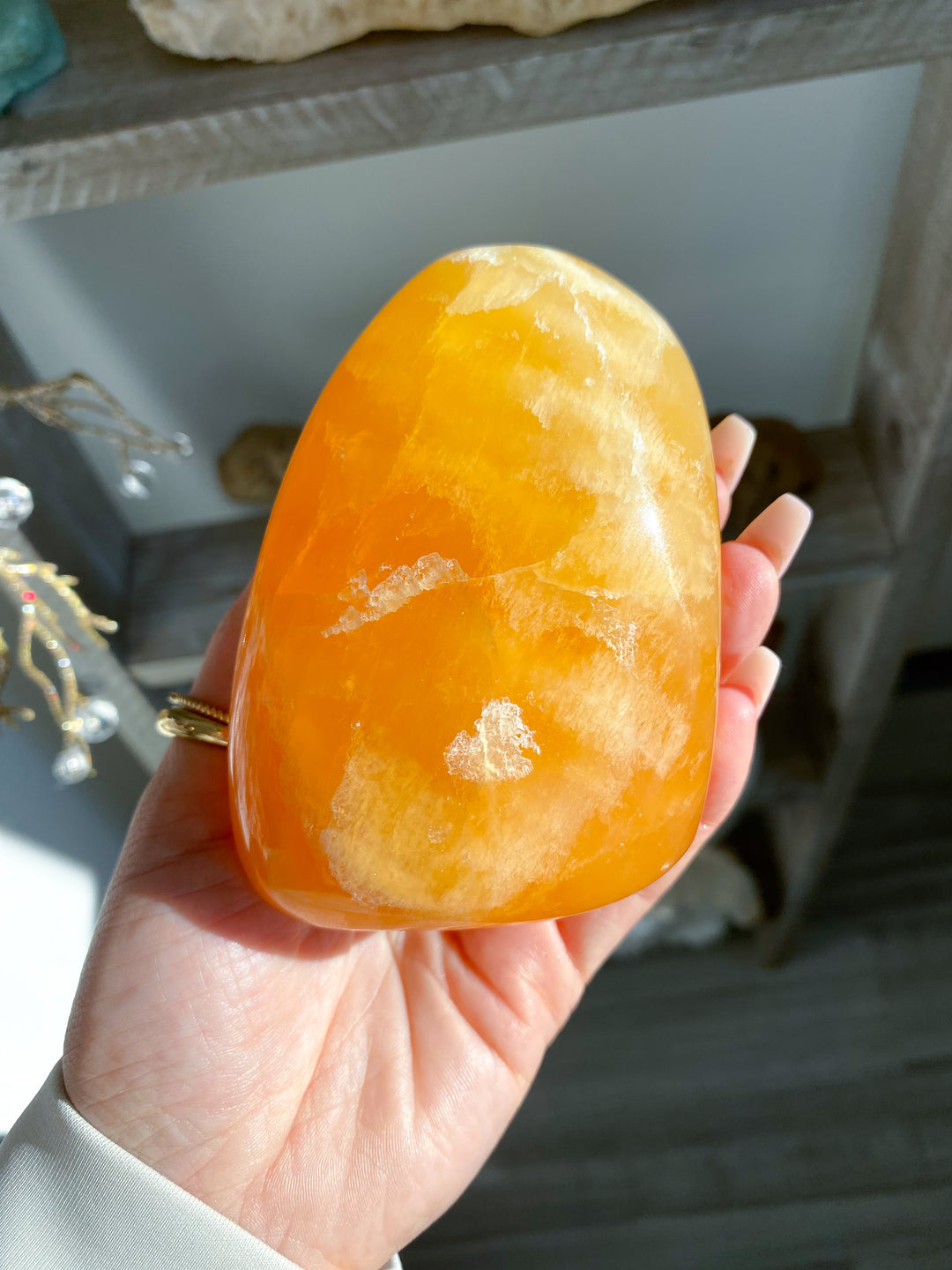 Large Orange Calcite Polished Freeform #2 - Energy