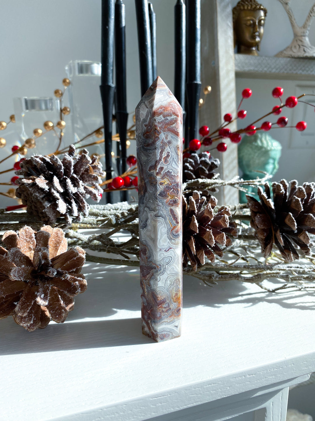 Mexican Crazy Lace Agate Tower 6"