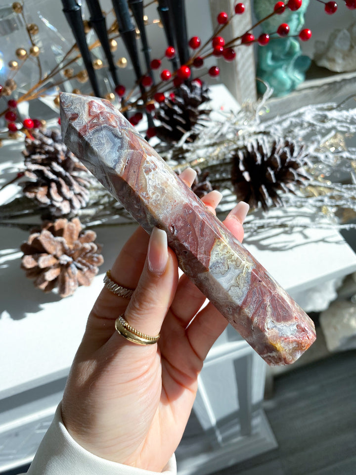 Mexican Crazy Lace Agate Tower 6"