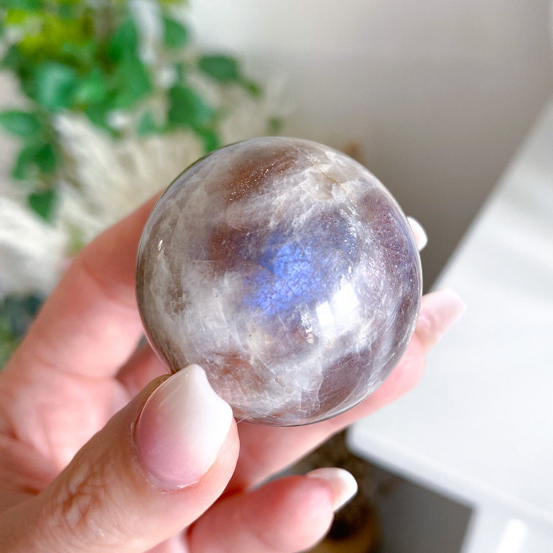 Blue Flash Moonstone Sphere w/ Sunstone or Candy Glitter