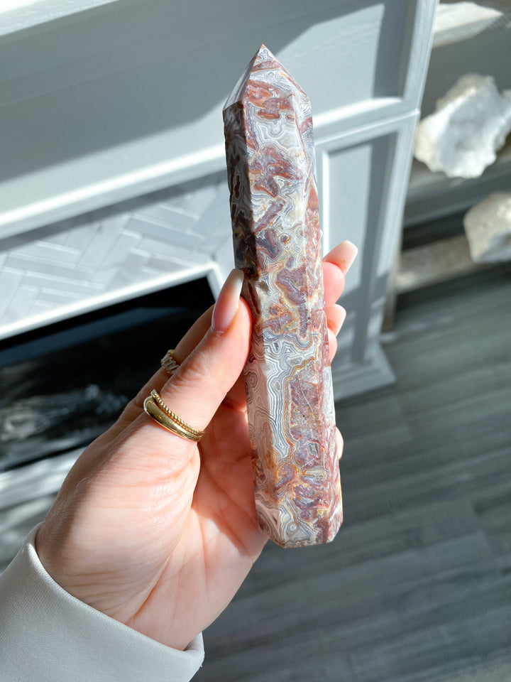 Mexican Crazy Lace Agate Tower 6"