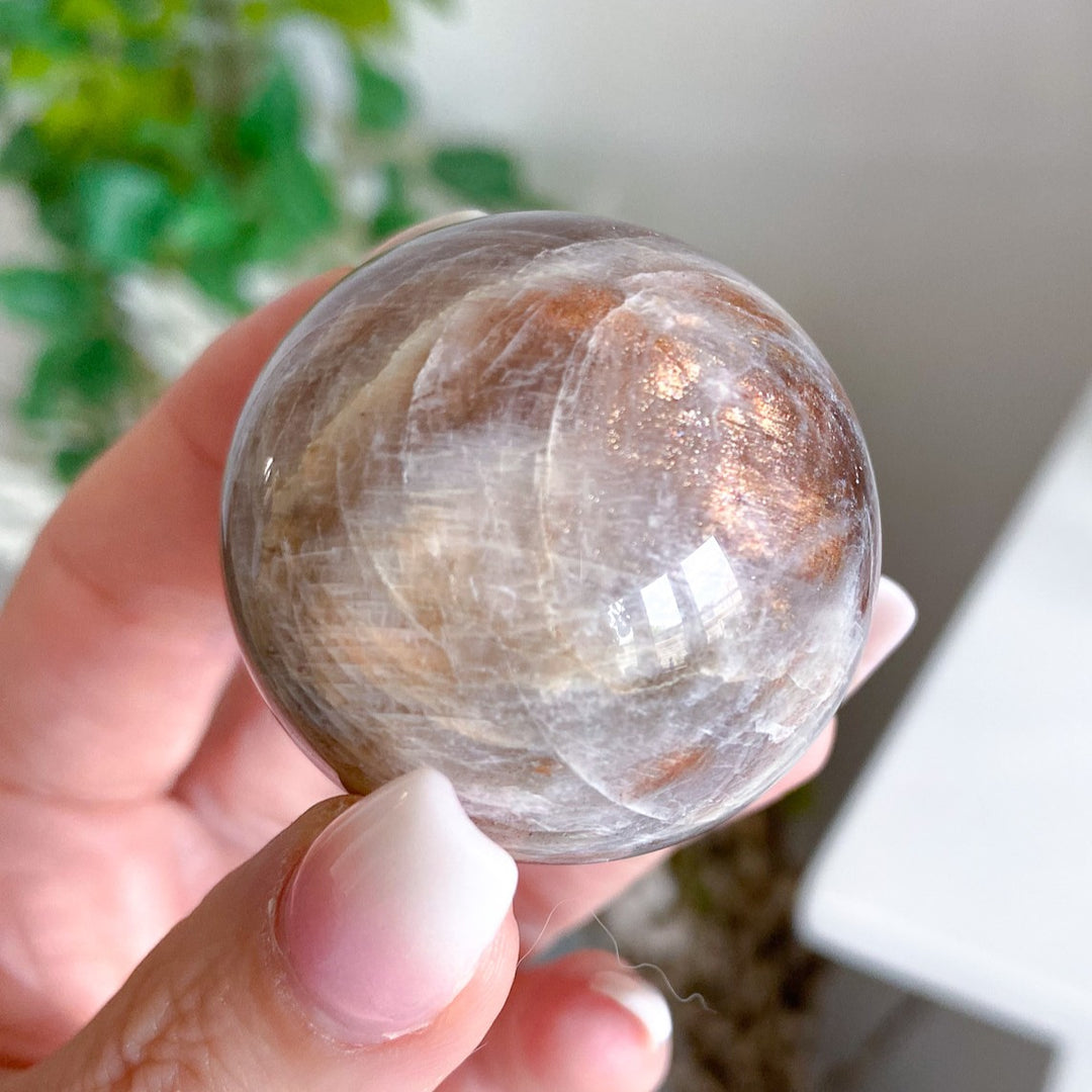 Blue Flash Moonstone Sphere w/ Sunstone or Candy Glitter