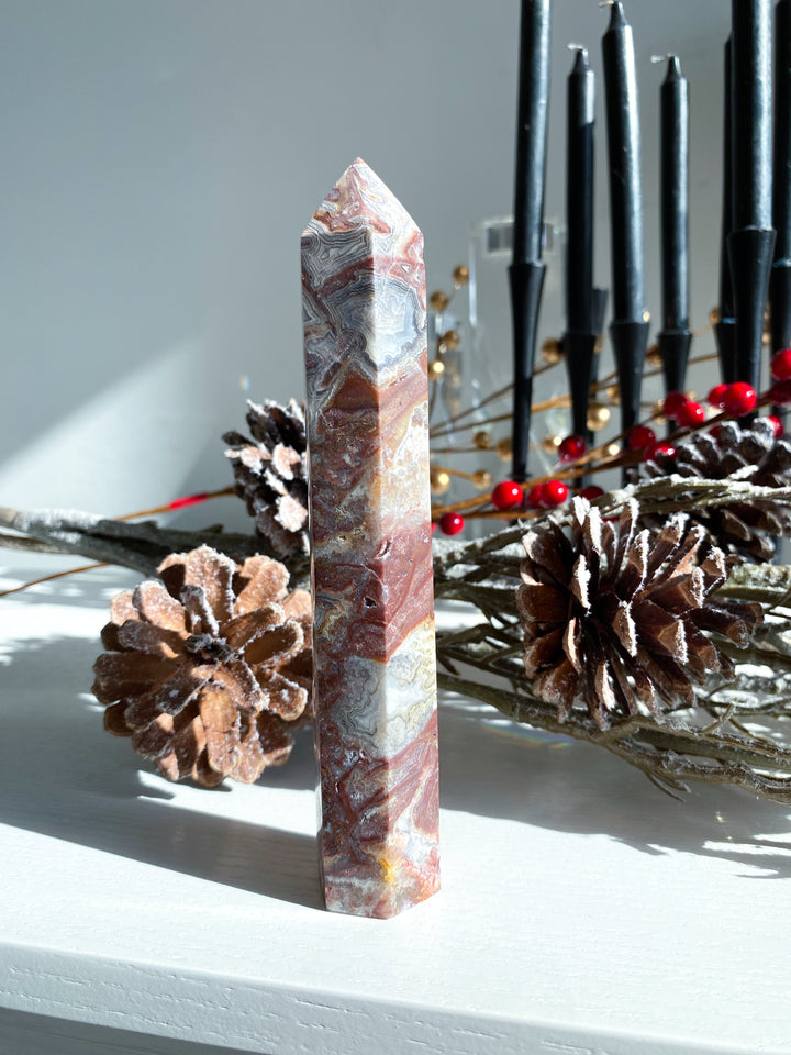 Mexican Crazy Lace Agate Tower 6"