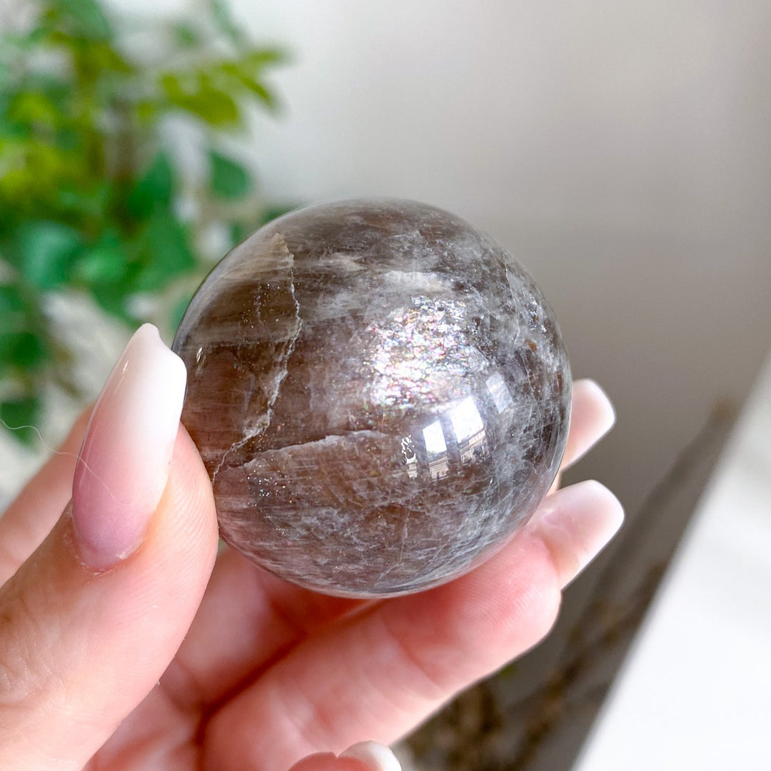 Blue Flash Moonstone Sphere w/ Sunstone or Candy Glitter