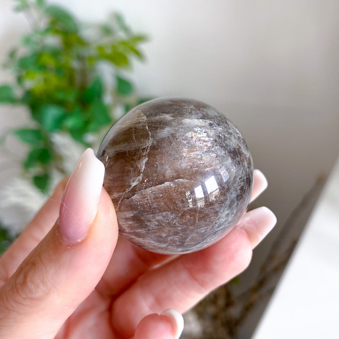 Blue Flash Moonstone Sphere w/ Sunstone or Candy Glitter