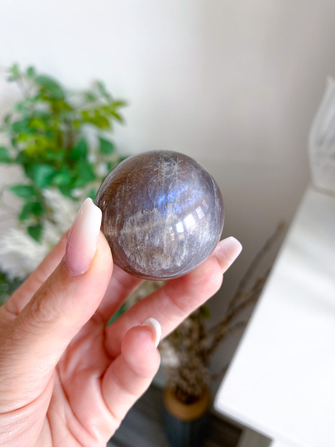 Blue Flash Moonstone Sphere w/ Sunstone or Candy Glitter