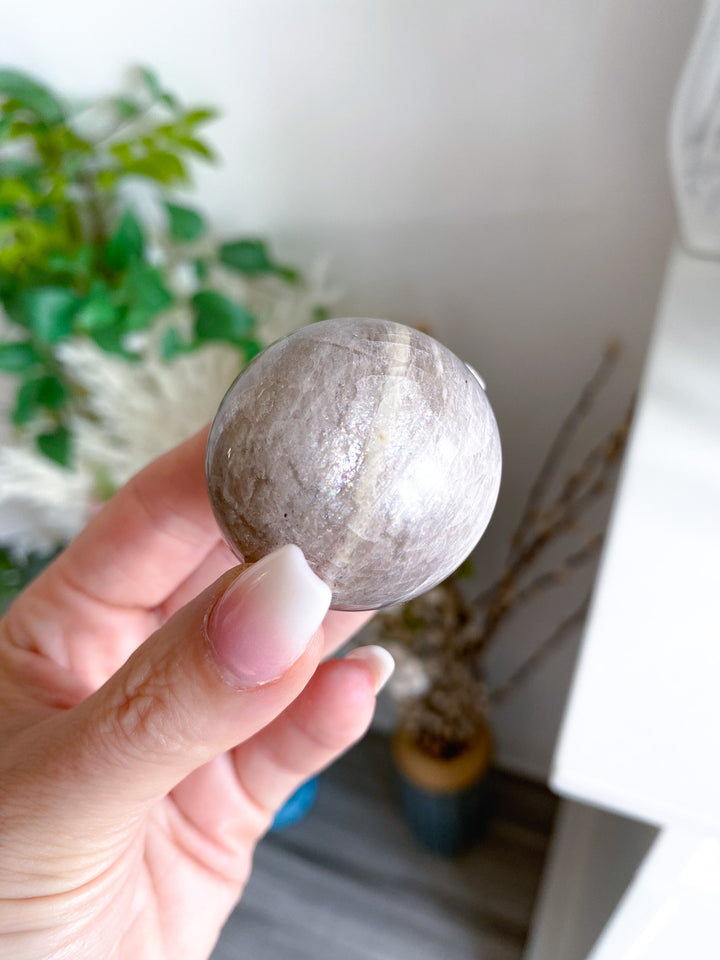 Blue Flash Moonstone Sphere w/ Sunstone or Candy Glitter