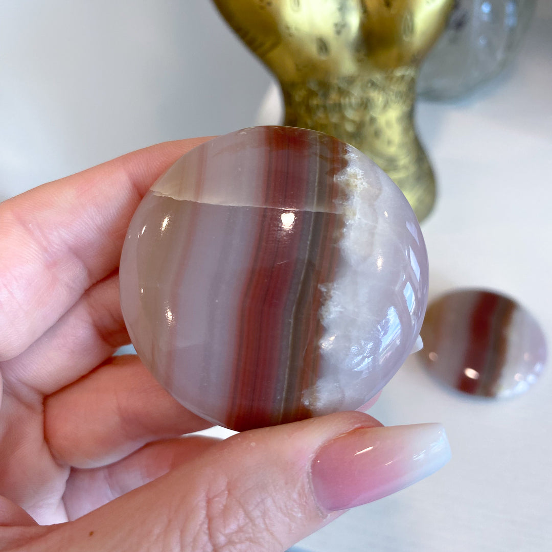 Large Banded Pink Onyx Coin