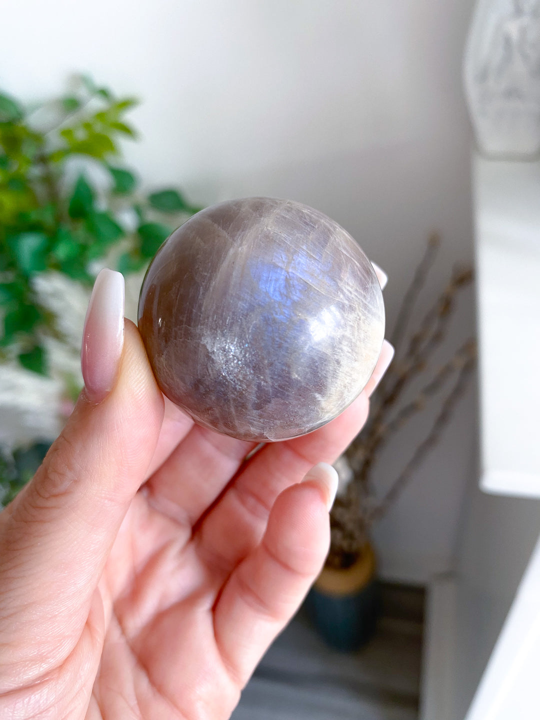 Blue Flash Moonstone Sphere w/ Sunstone or Candy Glitter