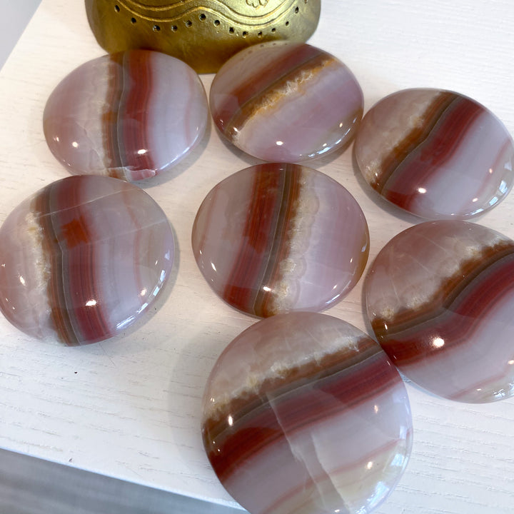 Large Banded Pink Onyx Coin