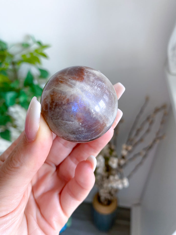 Blue Flash Moonstone Sphere w/ Sunstone or Candy Glitter
