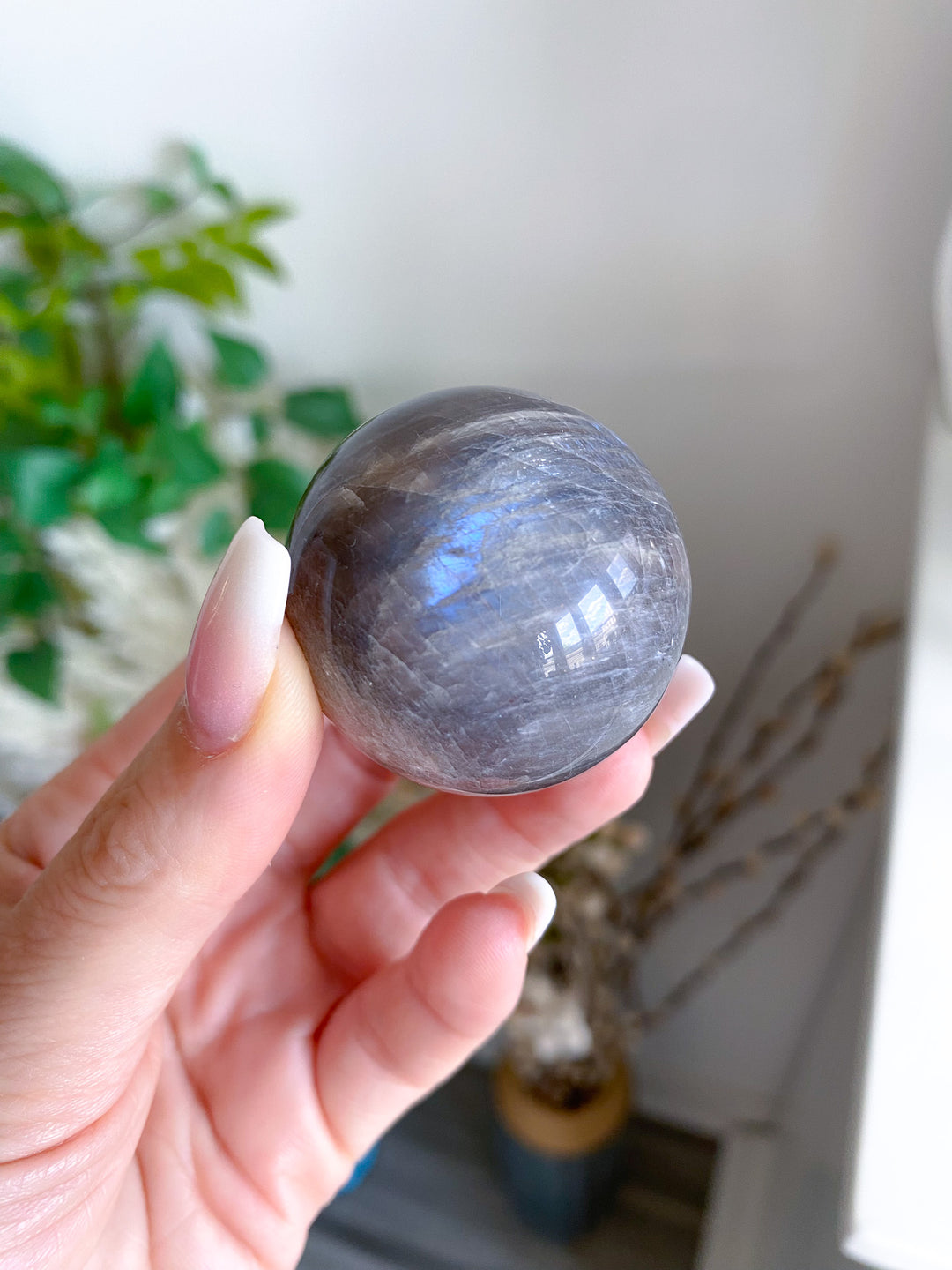 Blue Flash Moonstone Sphere w/ Sunstone or Candy Glitter