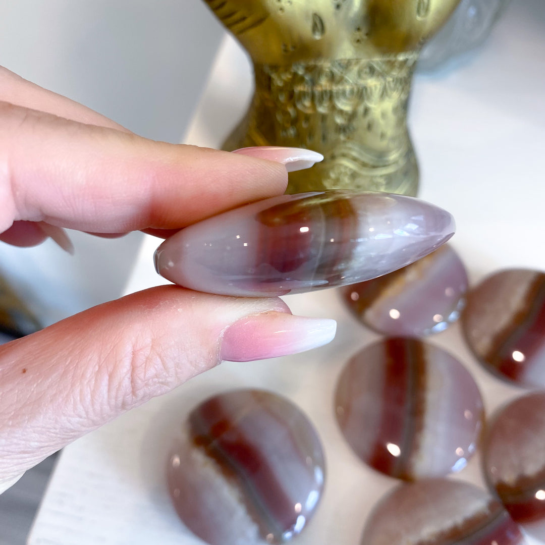 Large Banded Pink Onyx Coin