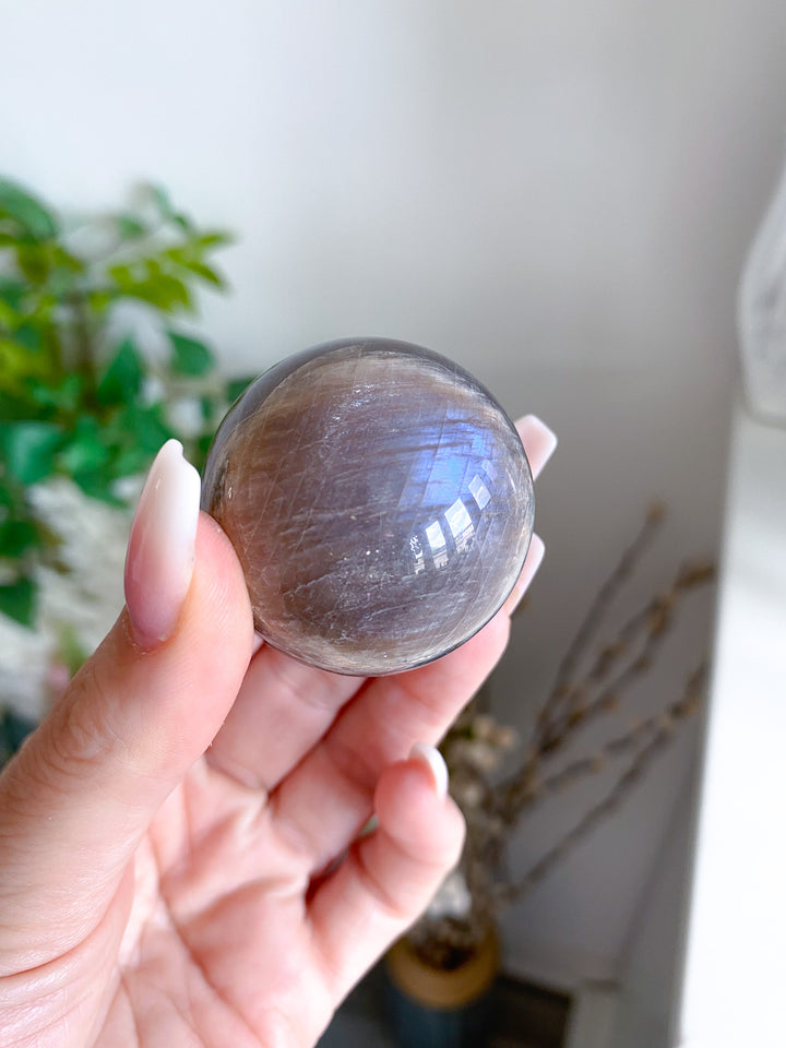 Blue Flash Moonstone Sphere w/ Sunstone or Candy Glitter