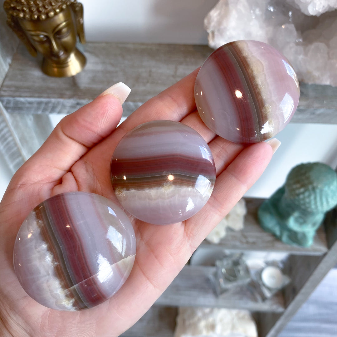 Large Banded Pink Onyx Coin