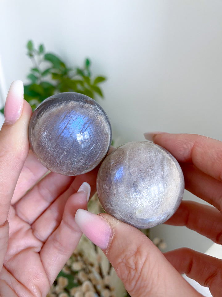 Blue Flash Moonstone Sphere w/ Sunstone or Candy Glitter