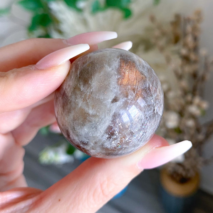 Blue Flash Moonstone Sphere w/ Sunstone or Candy Glitter