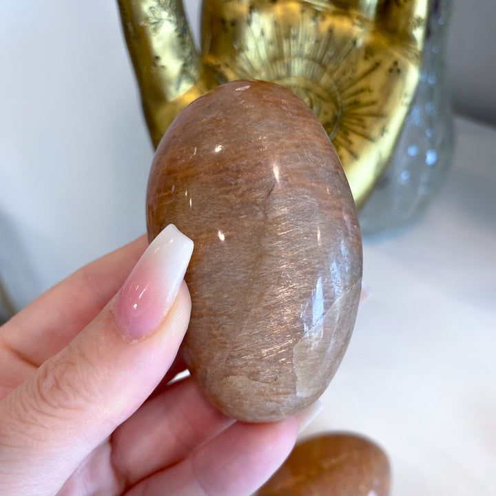 Apricot Peach Moonstone Palm Stone