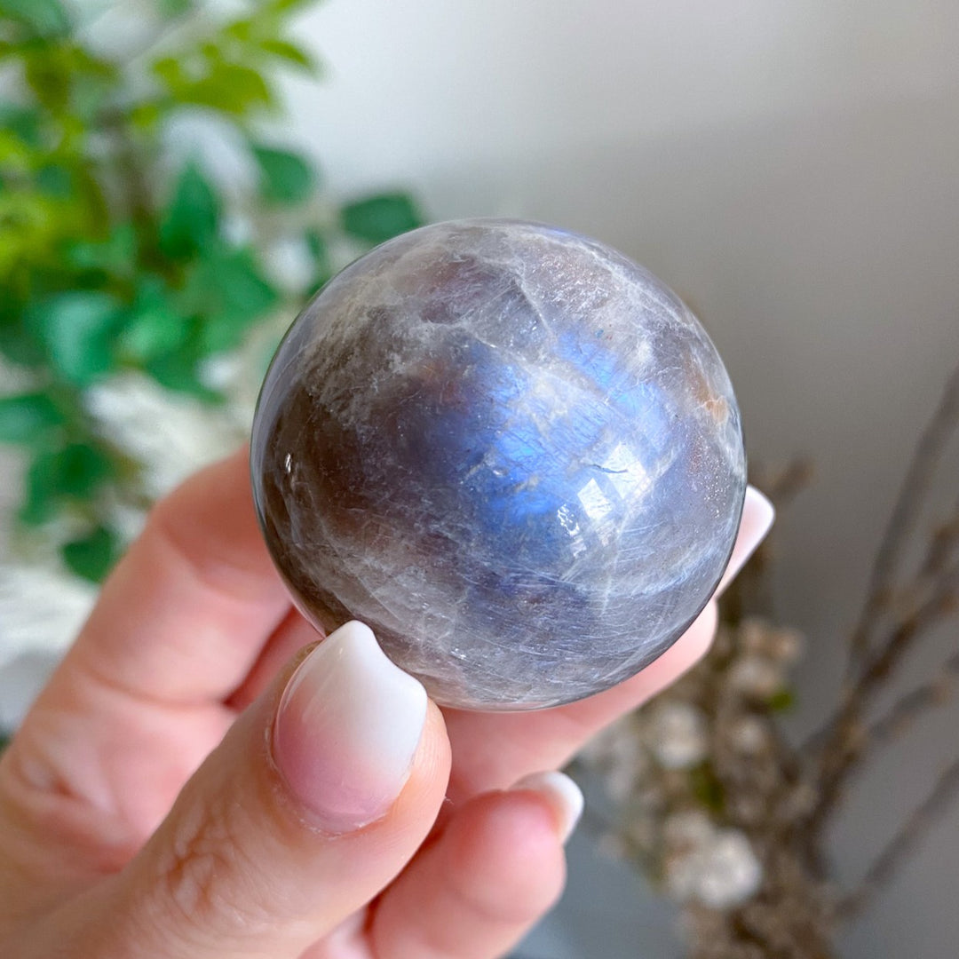 Blue Flash Moonstone Sphere w/ Sunstone or Candy Glitter