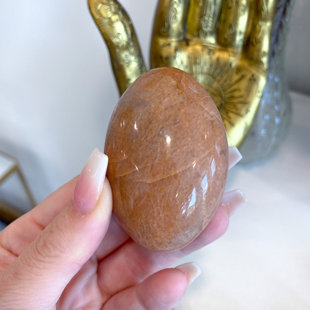 Apricot Peach Moonstone Palm Stone