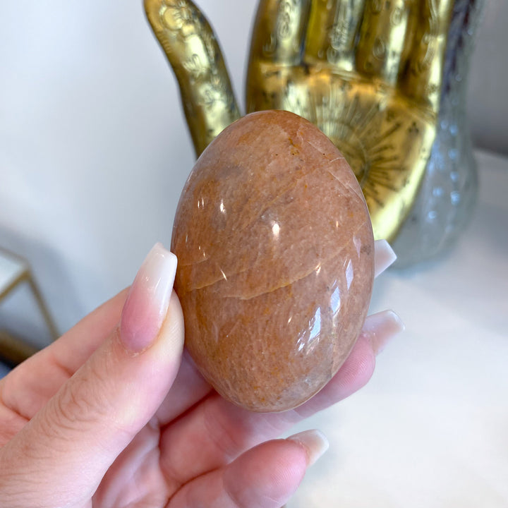 Apricot Peach Moonstone Palm Stone