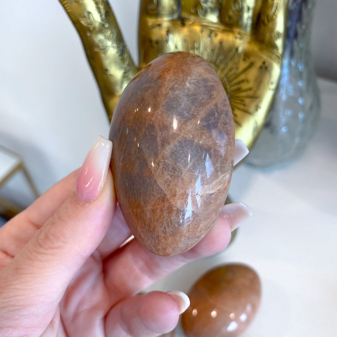 Apricot Peach Moonstone Palm Stone