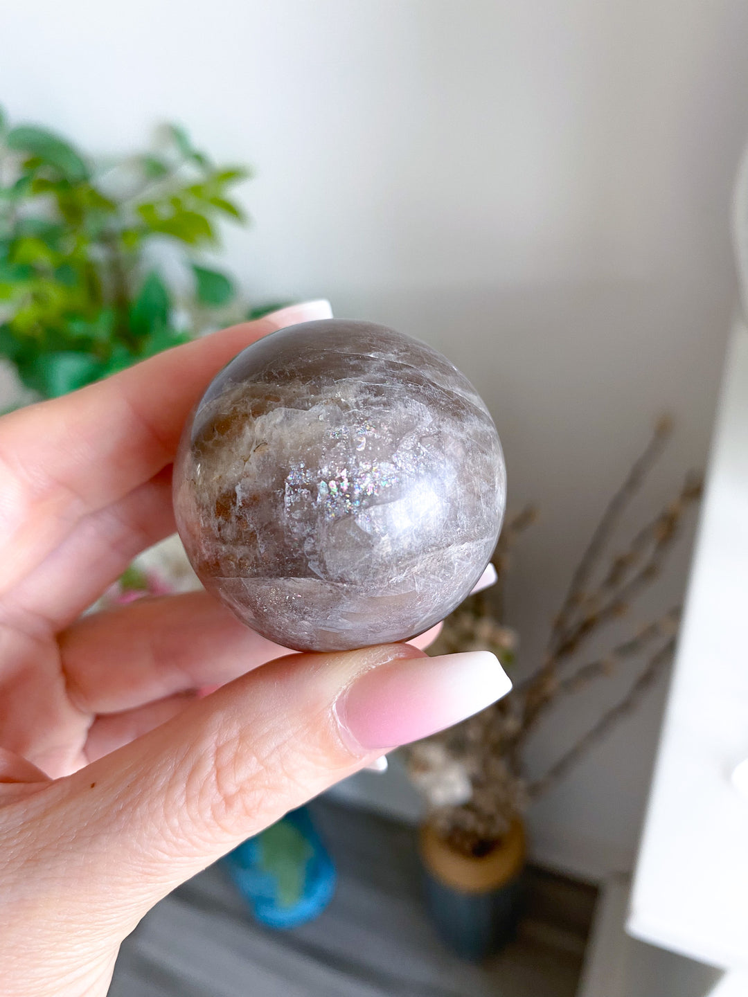 Blue Flash Moonstone Sphere w/ Sunstone or Candy Glitter