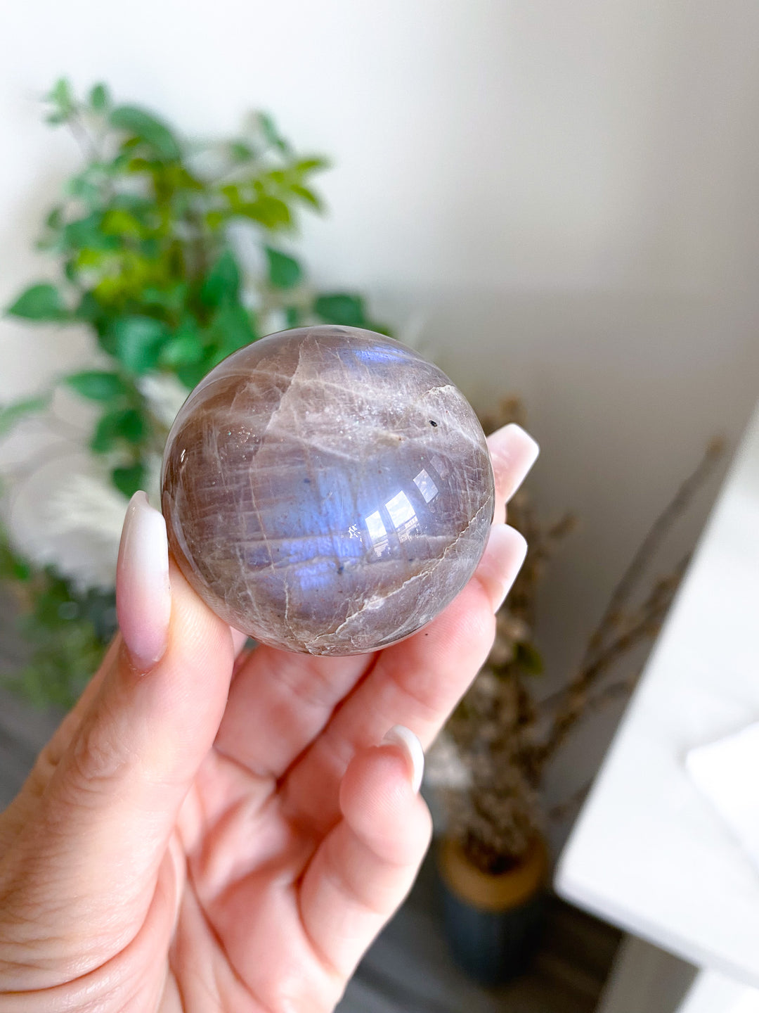 Blue Flash Moonstone Sphere w/ Sunstone or Candy Glitter