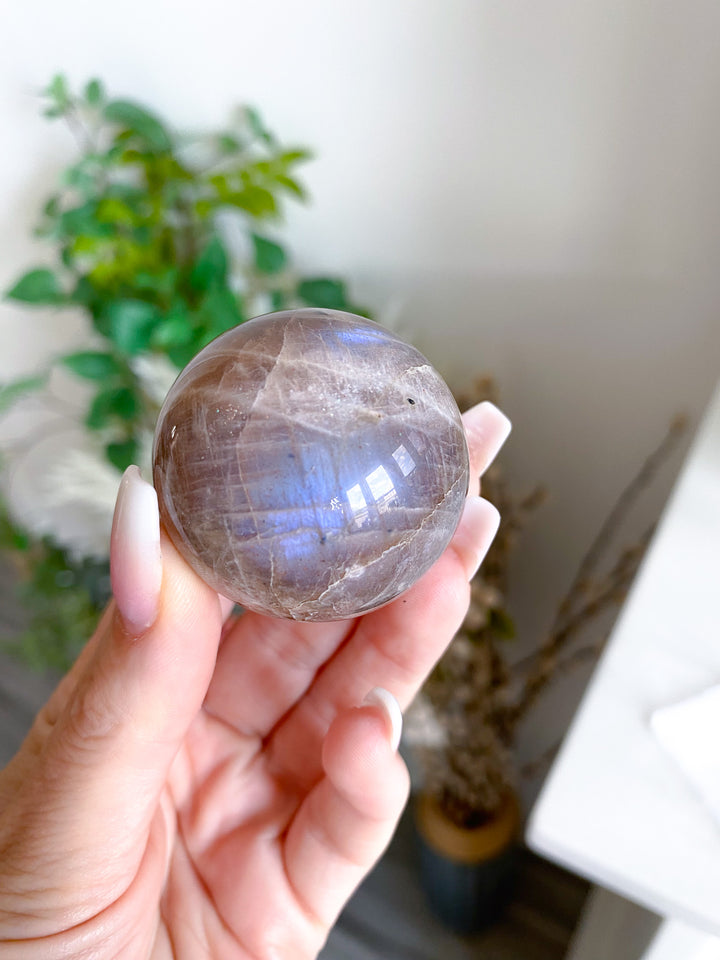 Blue Flash Moonstone Sphere w/ Sunstone or Candy Glitter
