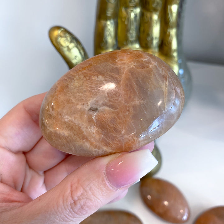 Apricot Peach Moonstone Palm Stone