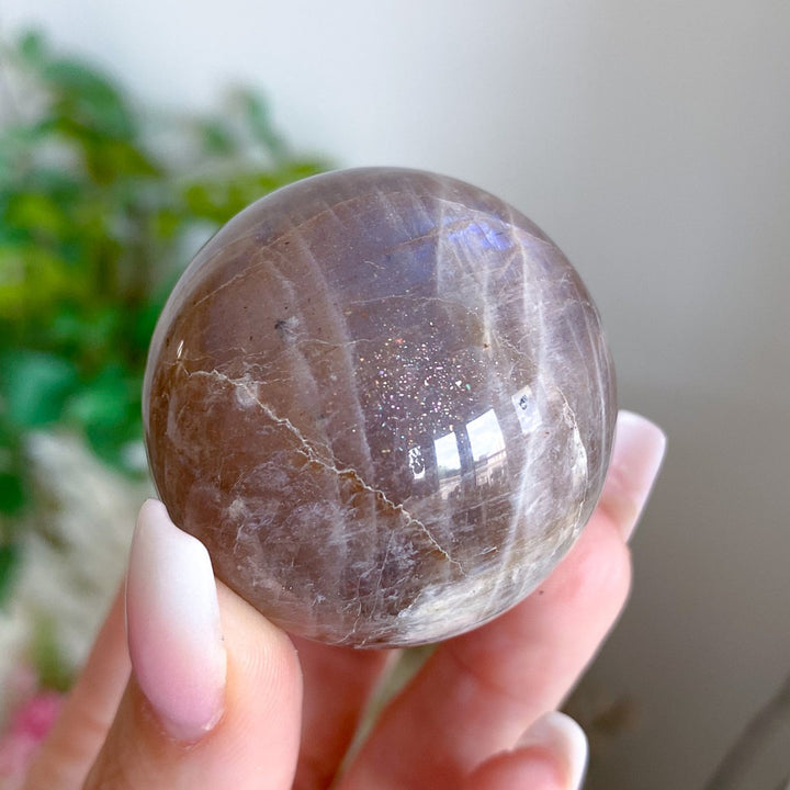 Blue Flash Moonstone Sphere w/ Sunstone or Candy Glitter