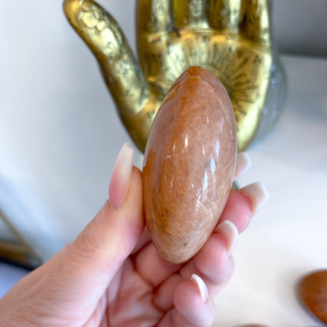 Apricot Peach Moonstone Palm Stone