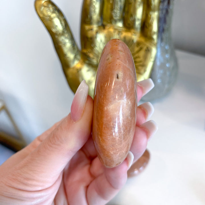 Apricot Peach Moonstone Palm Stone