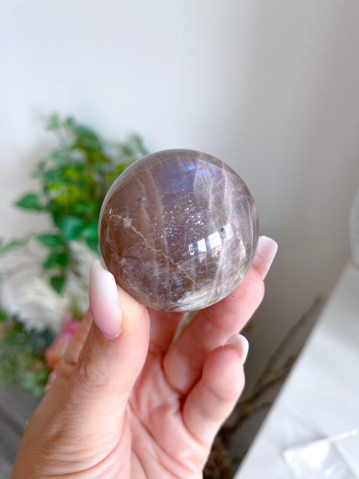 Blue Flash Moonstone Sphere w/ Sunstone or Candy Glitter