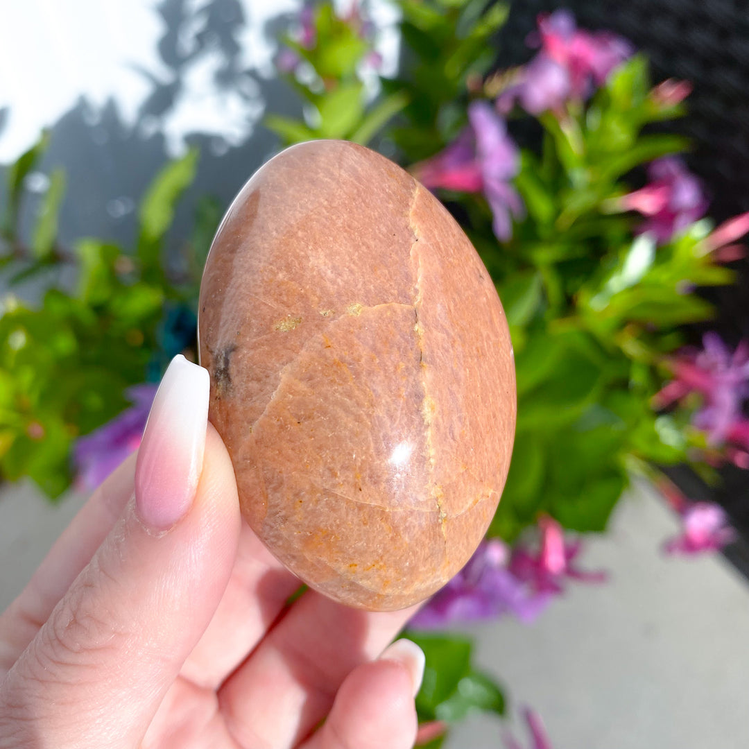 Apricot Peach Moonstone Palm Stone
