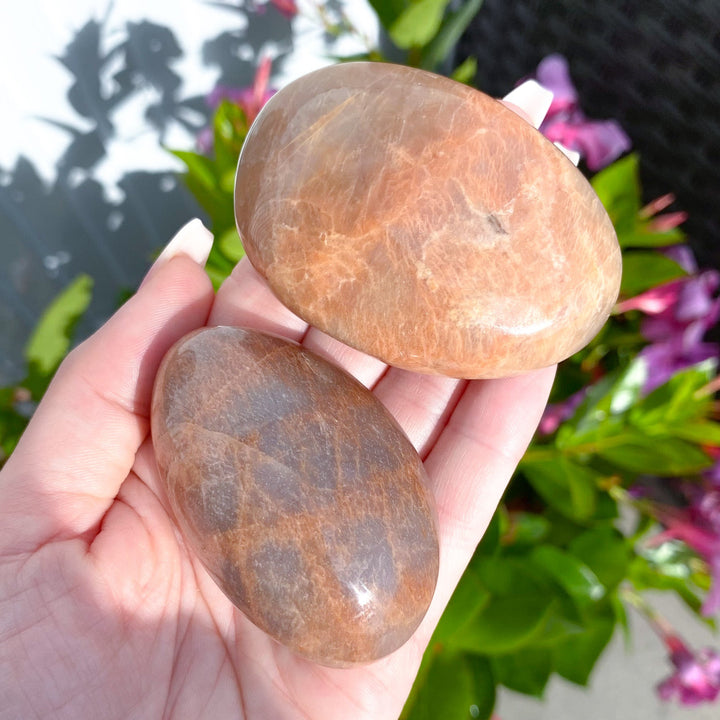 Apricot Peach Moonstone Palm Stone