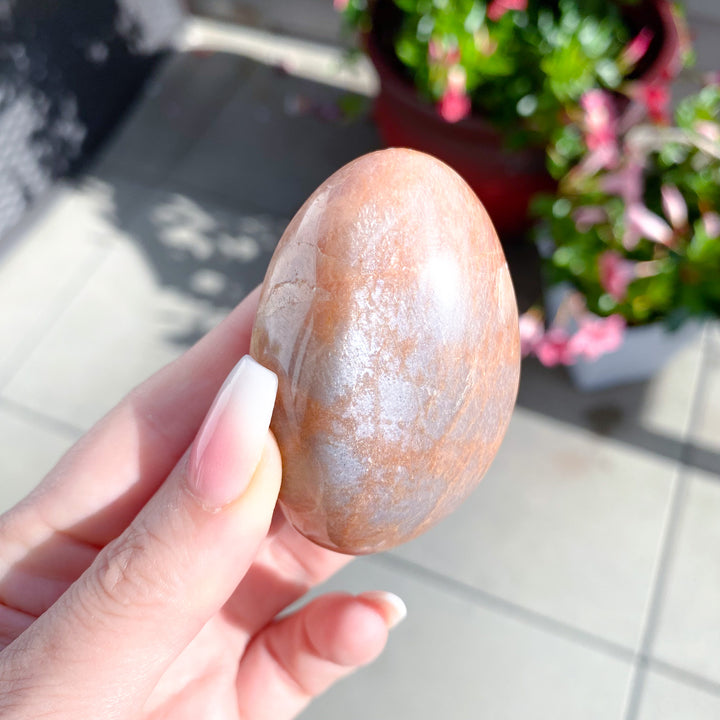Apricot Peach Moonstone Palm Stone