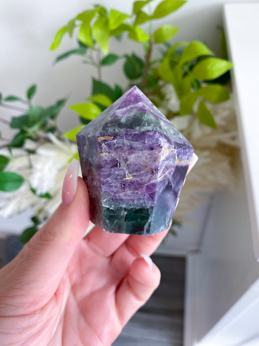 Purple, Green Fluorite Point - Get EXACT Stone