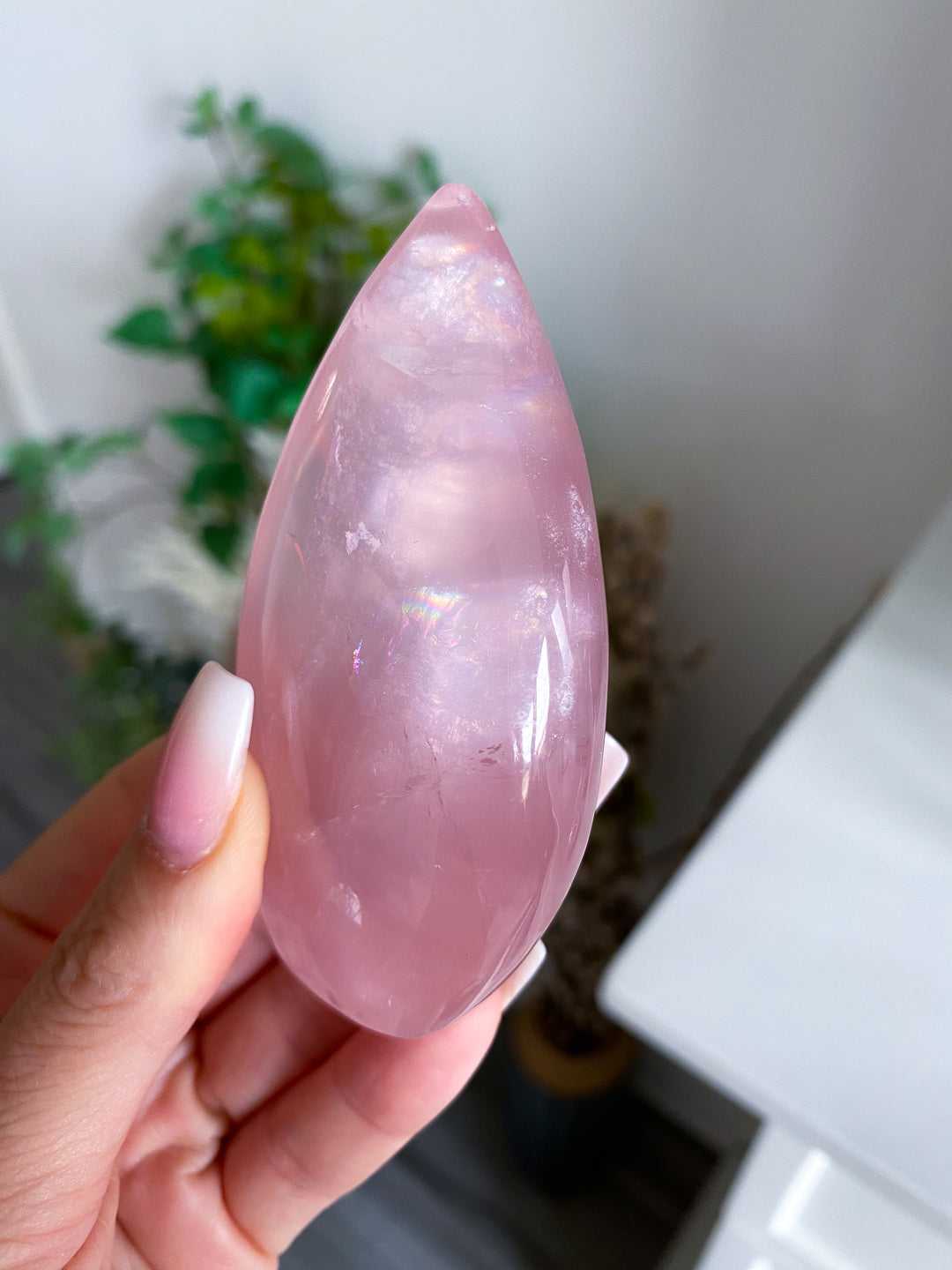 Gemmy Rainbow Rose Quartz Flame Freeform #2