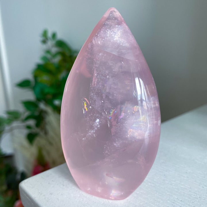 Gemmy Rainbow Rose Quartz Flame Freeform #2