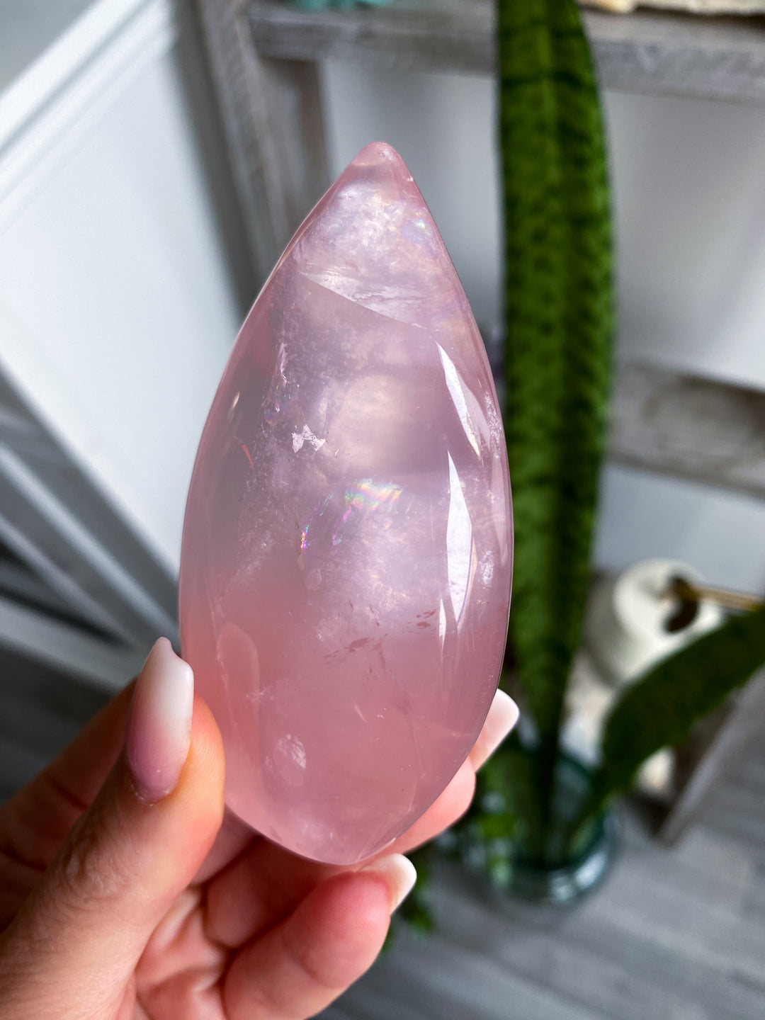 Gemmy Rainbow Rose Quartz Flame Freeform #2