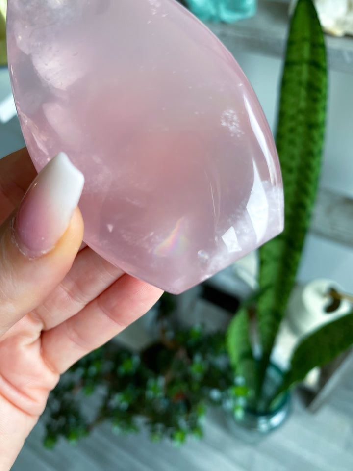 Gemmy Rainbow Rose Quartz Flame Freeform #2