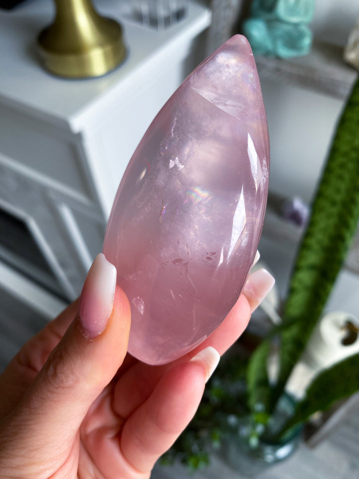 Gemmy Rainbow Rose Quartz Flame Freeform #2