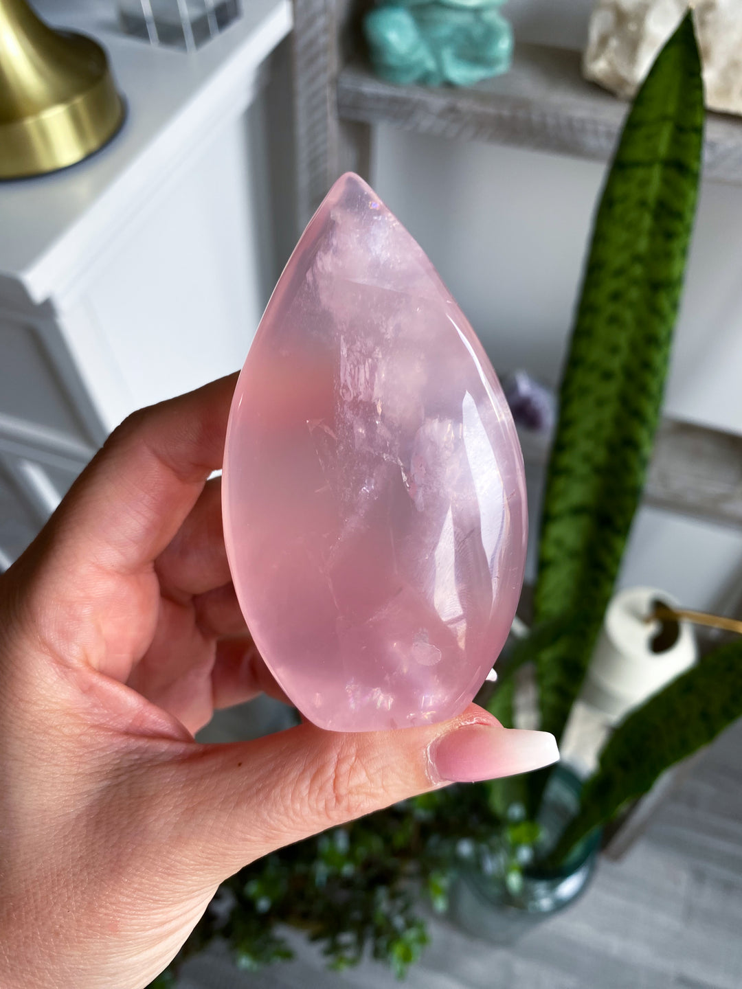 Gemmy Rainbow Rose Quartz Flame Freeform #2