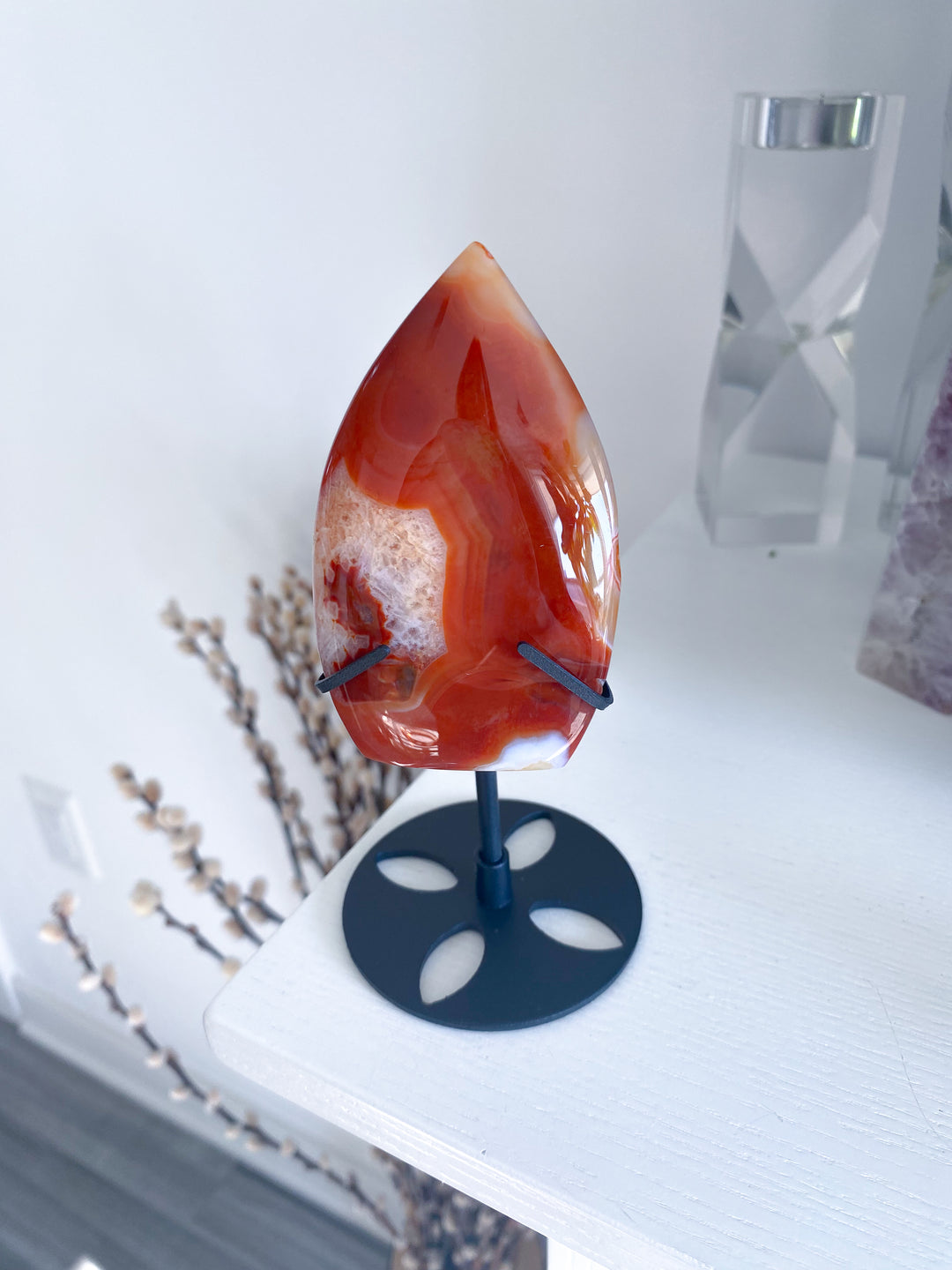 Shiny Carnelian Flame on Stand #3