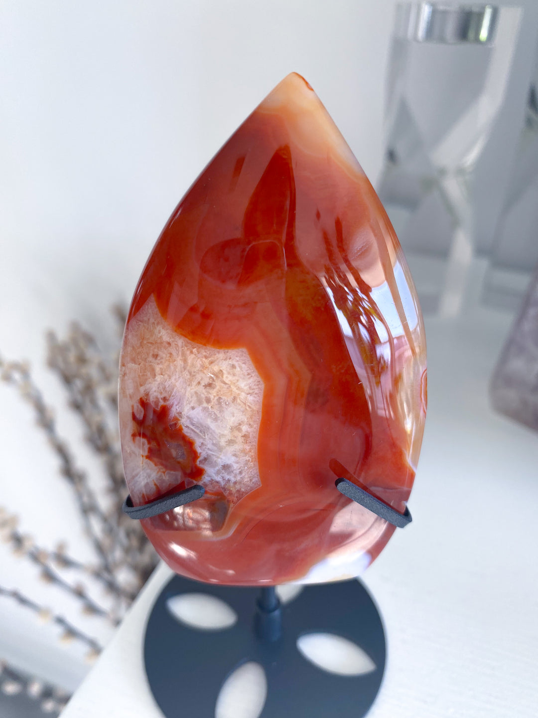 Shiny Carnelian Flame on Stand #3