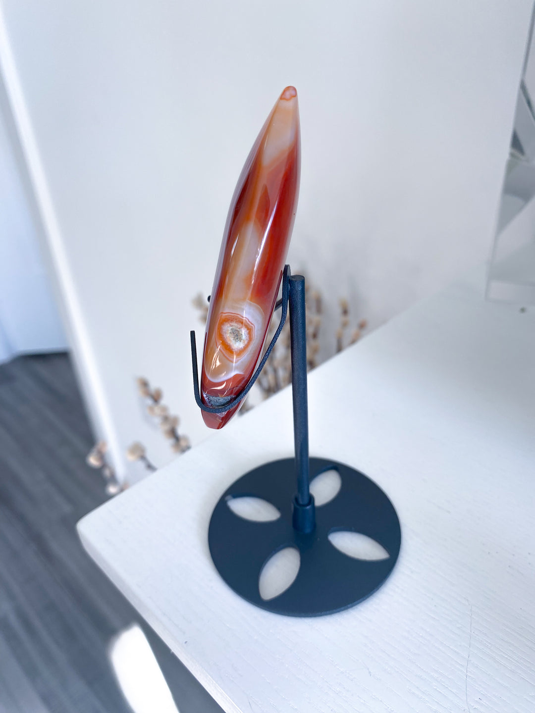 Shiny Carnelian Flame on Stand #3