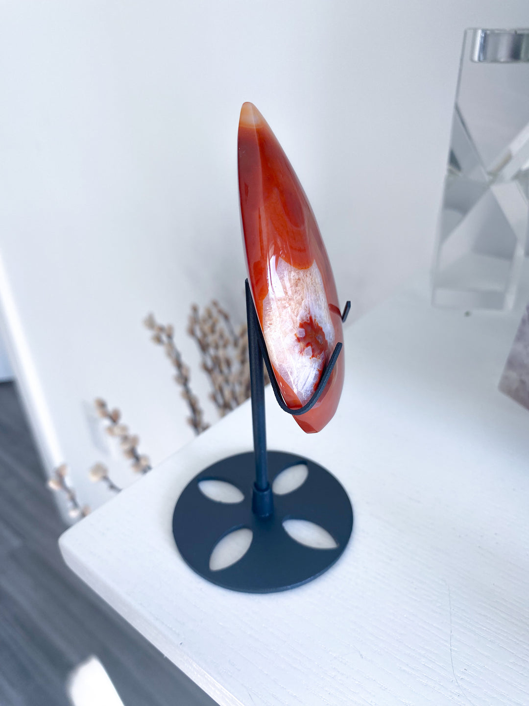 Shiny Carnelian Flame on Stand #3